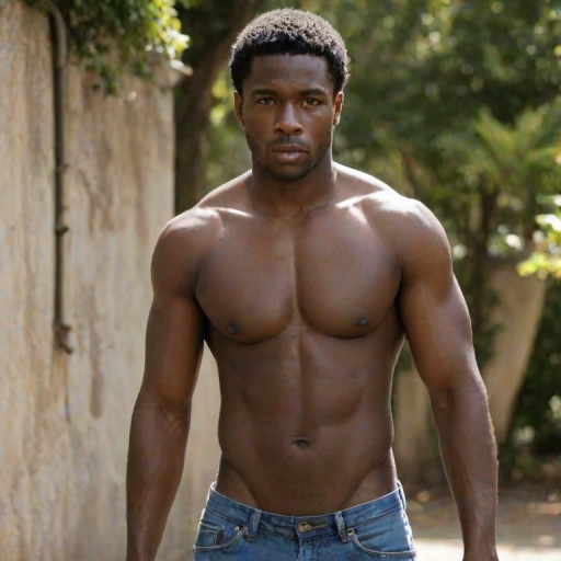 black shirtless man