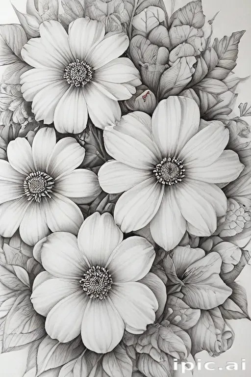pencil drawn flowers