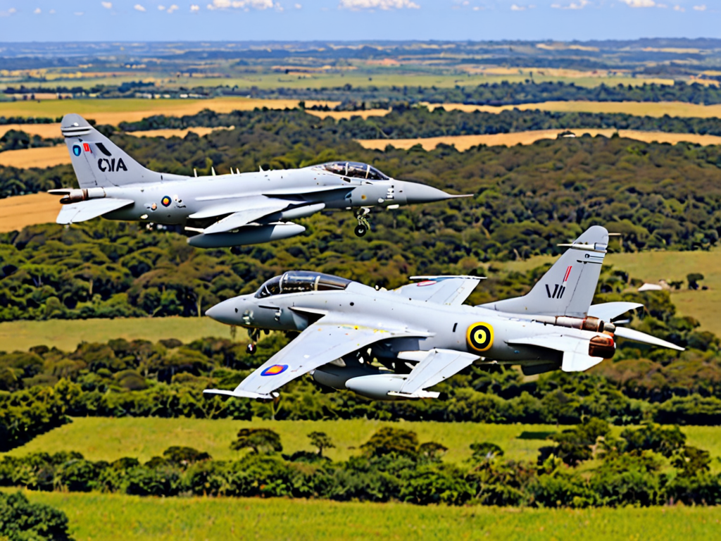 Aviões de combate lutando contra artilharia pesada