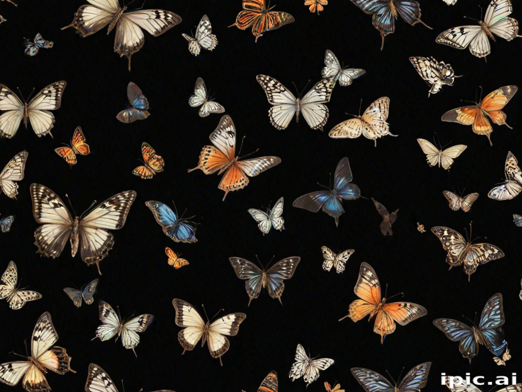 butterflies in black background