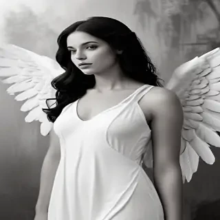 black and white angel