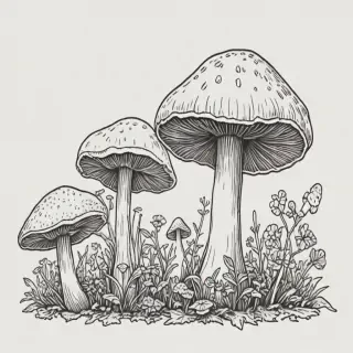 mushroom line art
