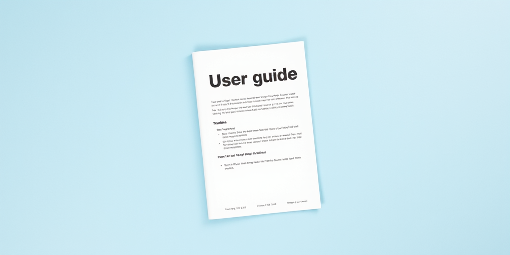 Regenerate an image of a user guide on a light blue circular background, using a DSLR camera with a 50mm lens, aperture f/2.8, ISO 100, shot from a top-down view, with a shallow depth of field for enhanced image quality.