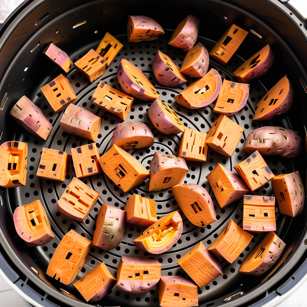 cubed sweet potatoes in air fryer