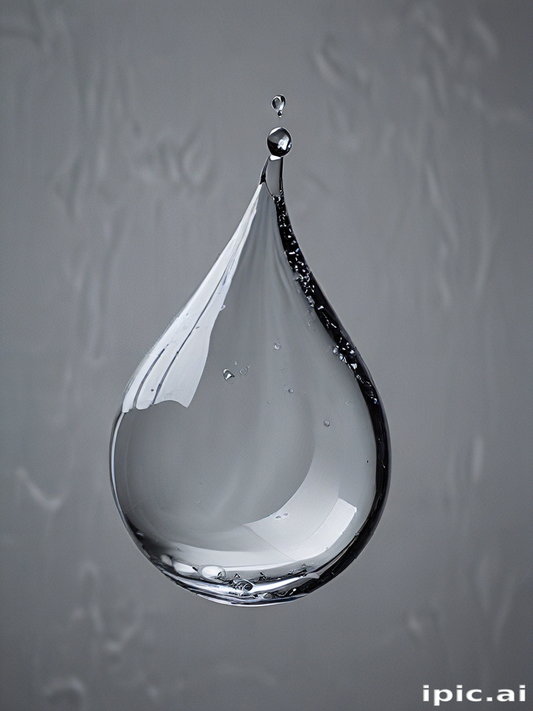 Captivating Close-Up of a Single Water Droplet Suspended in Mid-Air