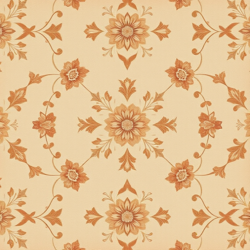 generate a vintage floral wallpaper pattern with muted pastel colors and intricate detailing in a symmetrical layout, captured with a DSLR camera at f/8, ISO 100, 1/125 sec, using a macro lens from a straight-on view to enhance texture and color richness