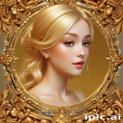 Elegant Portrait of a Young Woman Framed in Ornate Gold Decoration