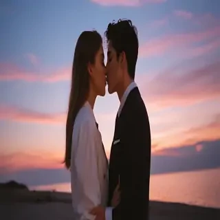 couple kissing aesthetic
