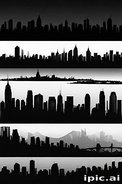 Stunning Silhouettes of Iconic City Skylines Against a Dramatic Background