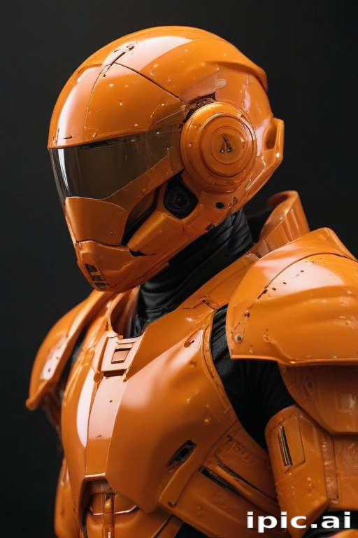Futuristic Orange Robot Armor Suit with Advanced Technology and Sleek ...