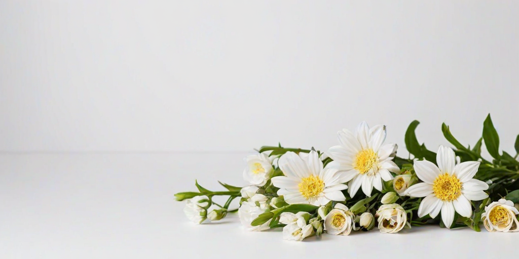 white background with flowers