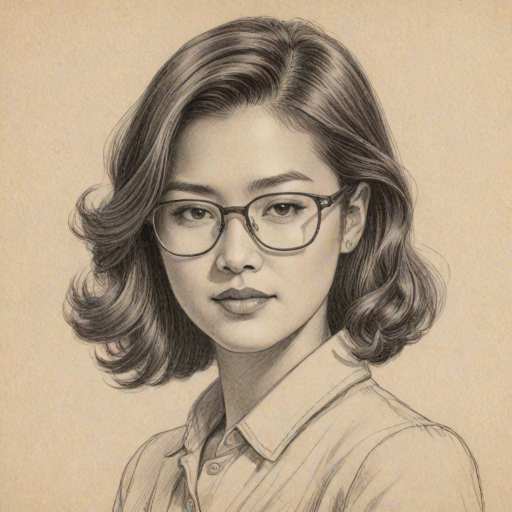 Appealing Grace Park, pencil sketch, portrait of Bewitching woman 1935s in glasses, hair style beatnik, outline, clear lines, fine lines, 8k