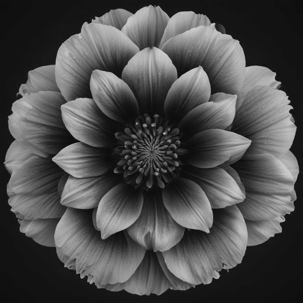 Stunning Black and White Floral Arrangement with Intricate Petal Details