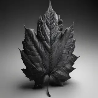 leaf in black and white