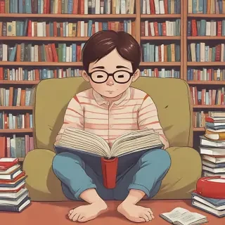 cartoon of reading