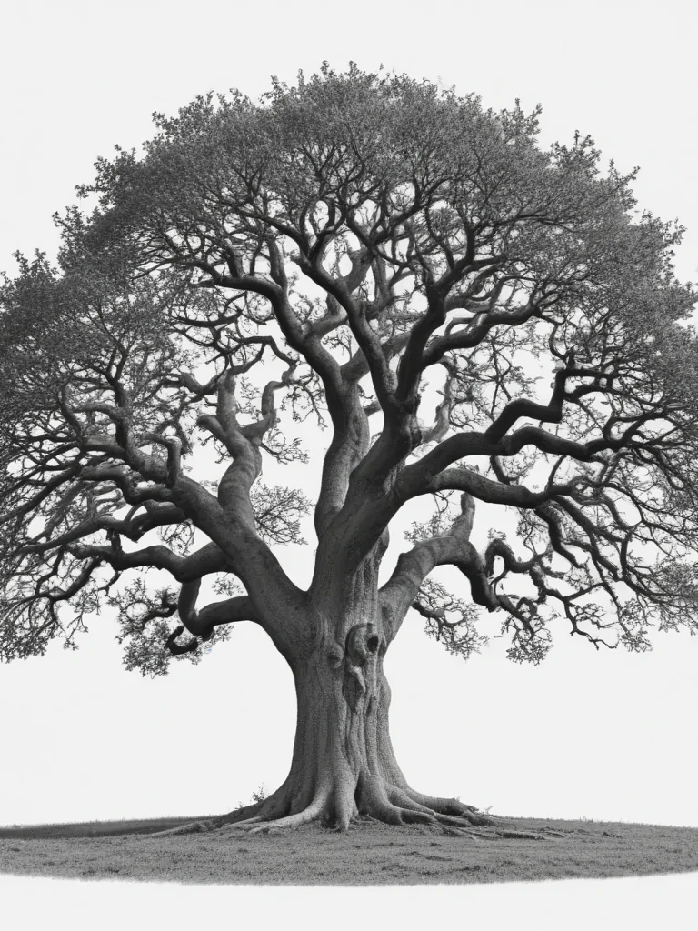 oak tree clipart black and white
