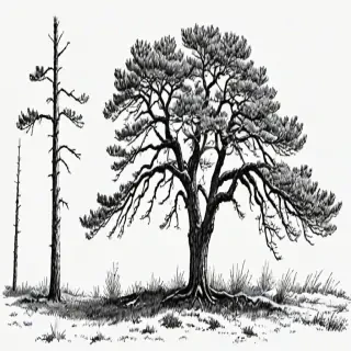 pine tree clipart black and white