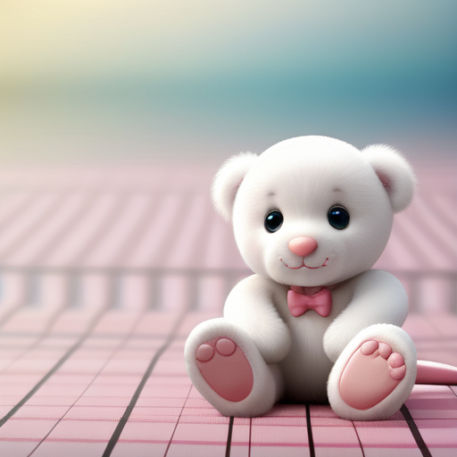 A Cute Plush Teddy Bear Sitting on a Colorful Background.