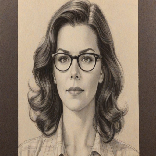 Splendid Lauren Graham, pencil sketch, portrait of Sublime woman 1930s in glasses, hair style beatnik, outline, clear lines, fine lines, 8k