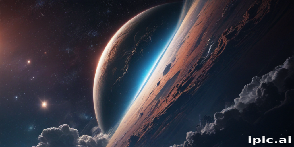 Majestic View of a Distant Planet Against a Starry Cosmic Background