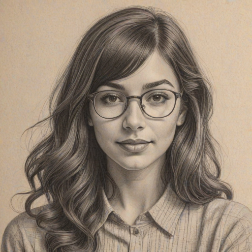 Enchanting Hannah Simone, pencil sketch, portrait of Radiant woman 1937s in glasses, hair style beatnik, outline, clear lines, fine lines, 8k