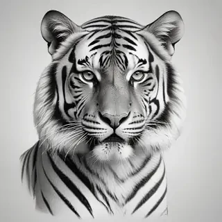 tiger clipart black and white