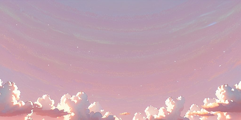 Dreamy Sunset Sky Filled with Soft Clouds and Twinkling Stars Above