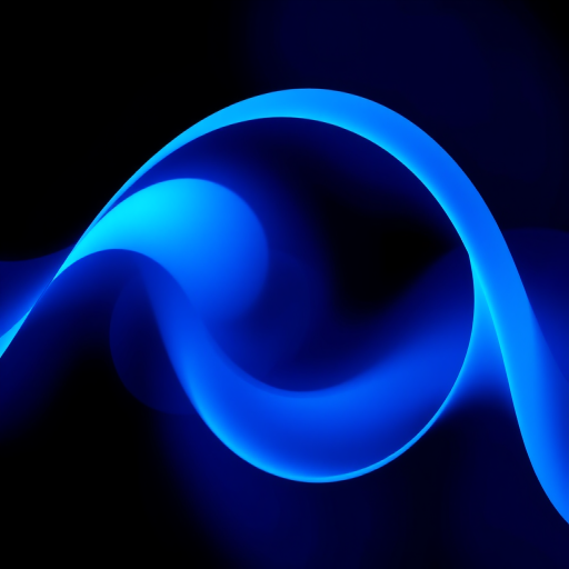 Create an abstract blue curve design with smooth gradients, high resolution, DSLR camera, focal length 50mm, aperture f/2.8, ISO 100, shot from a top-down view, using a macro lens.