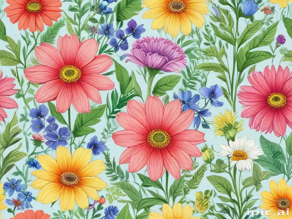 drawings of flowers with color