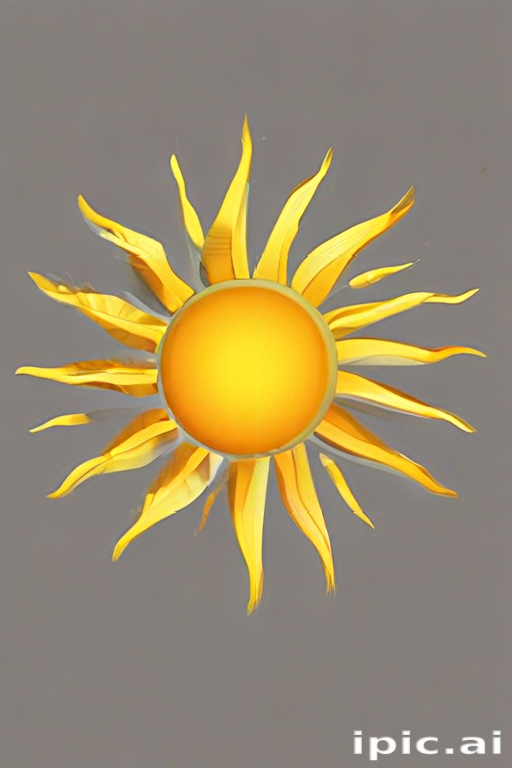 Vibrant Sun Illustration with Radiant Rays Against a Neutral Background