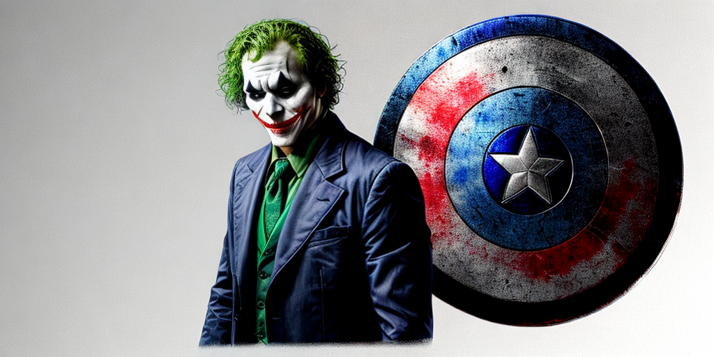 Macabre ghostface holding the sad Joker's head in one hand and Captain ...