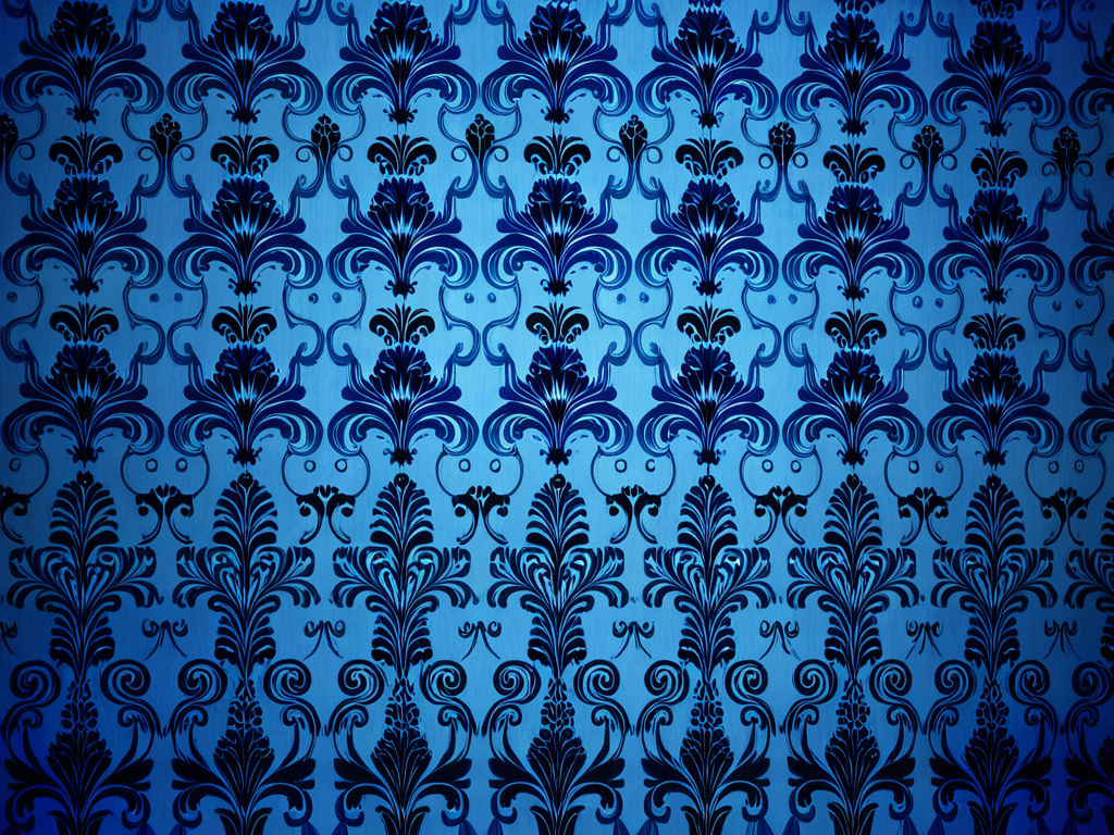 Elegant Blue Floral Damask Pattern with Intricate Design Elements and Depth