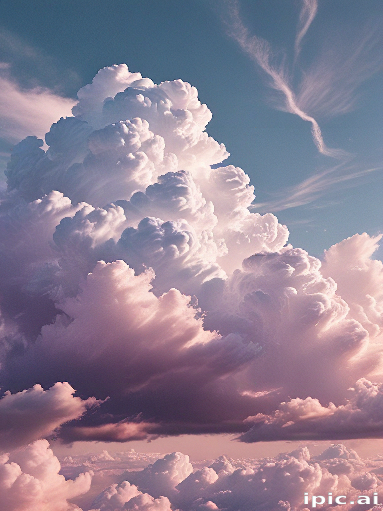 Majestic Cotton Candy Clouds Illuminated by Soft Evening Sunlight