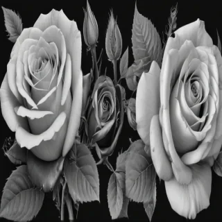 roses clipart black and white