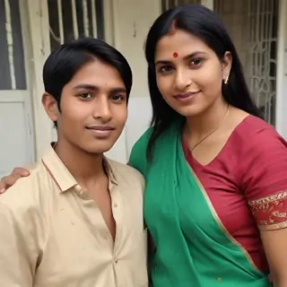 mom and son indian