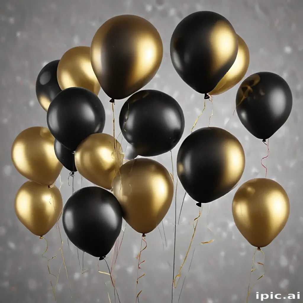 black and gold balloons png