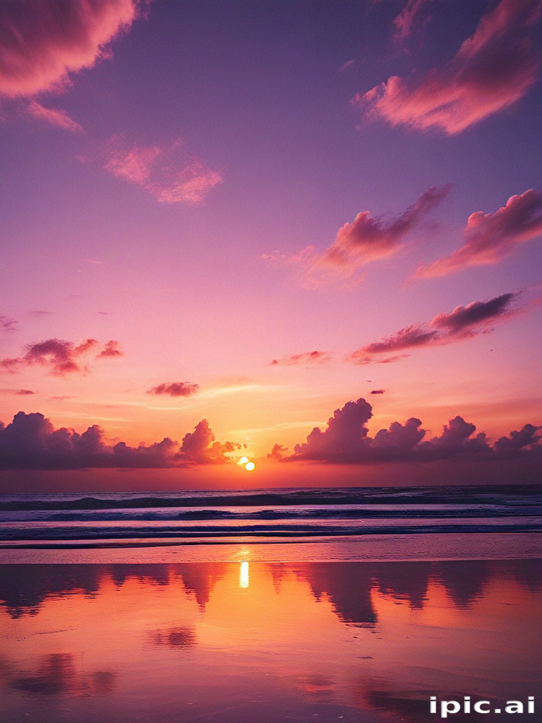 A Tranquil Sunset Over the Ocean with Vibrant Colors and Reflections.