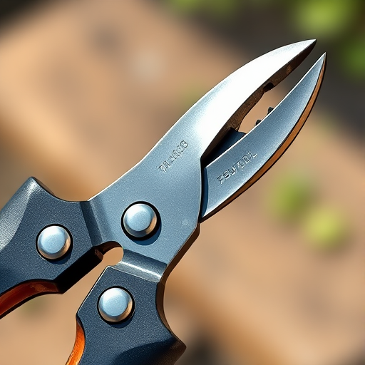 Create a high-resolution illustration of hand pruners, focusing on a side view with detailed shading and texture, using a Canon EOS R5 with an aperture of f/2.8, ISO 100, and a 50mm lens for sharpness and depth of field.