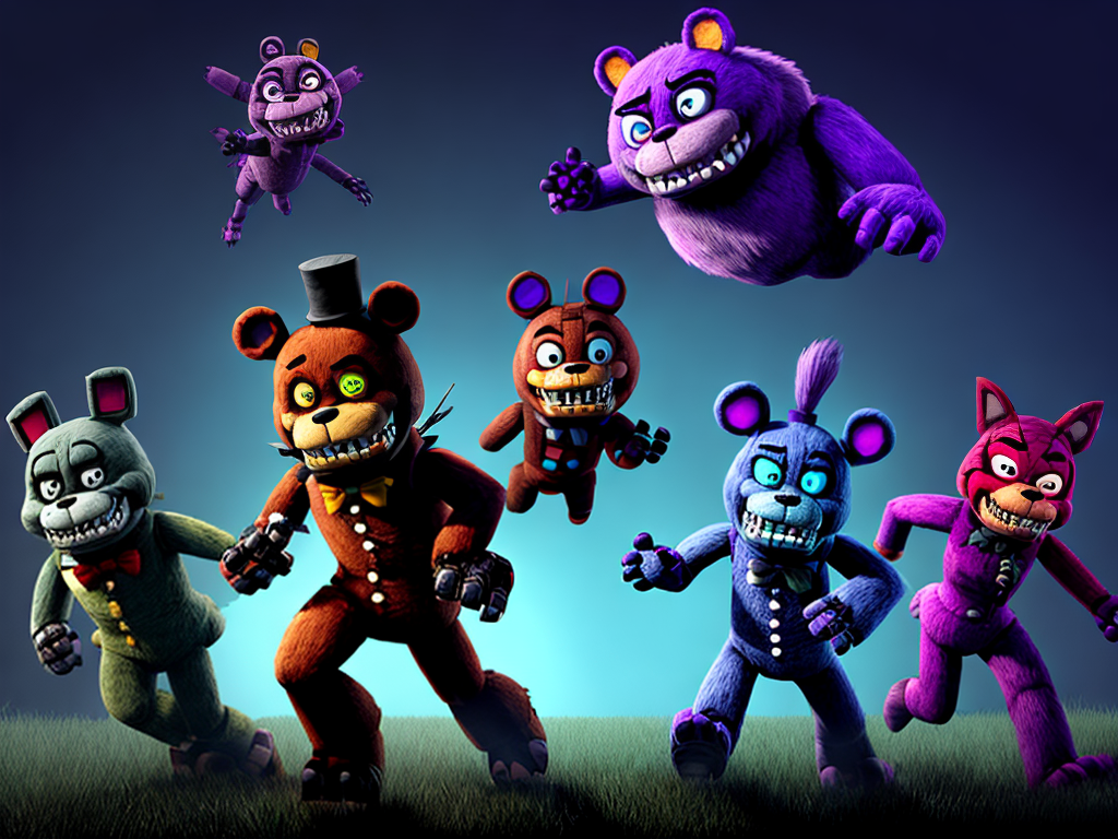 Ai Image Generator - Ai Art Generator - High Quality and 100% Unique Images  - iPic.Ai Create a scary five nights at freddy's thumbnail, with  freddy, bonnie, chica and foxy chasing someone