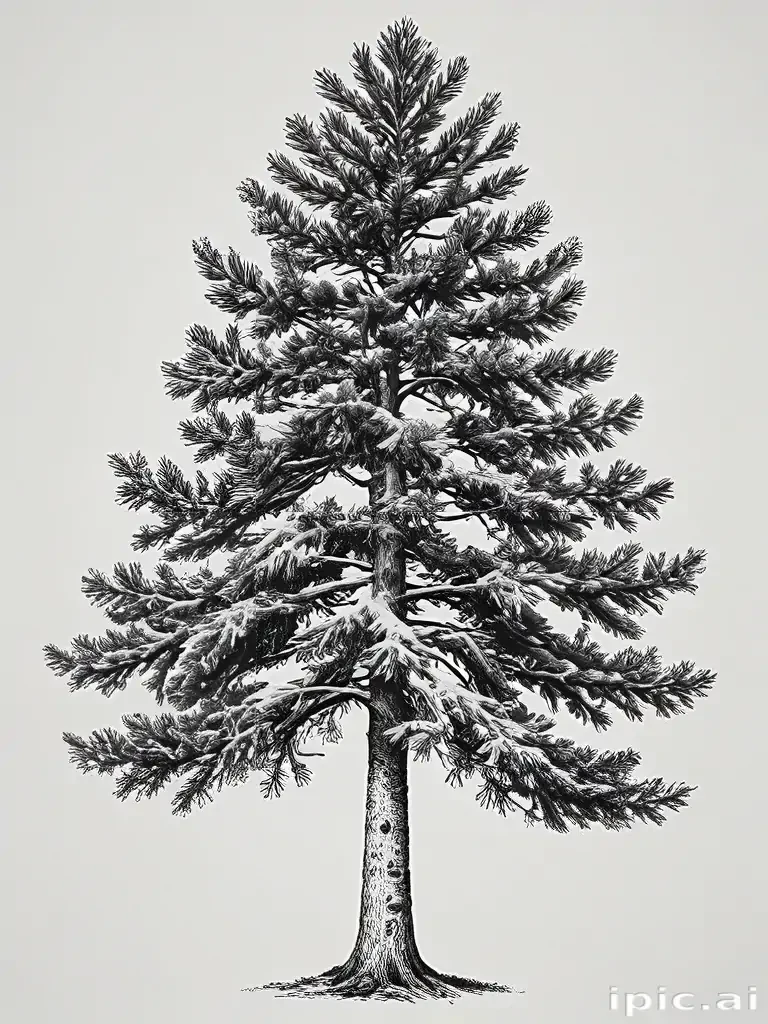 pine tree clipart black and white