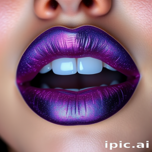Dramatic "Galactic Nova" lip design showcases a deep space-inspired palette of purples, blues, and silvers with a high-shine, holographic finish that's out of this world