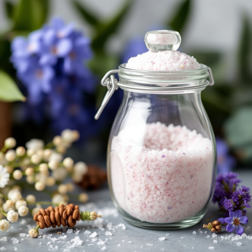 Image of a jar filled with aromatic bath salts
