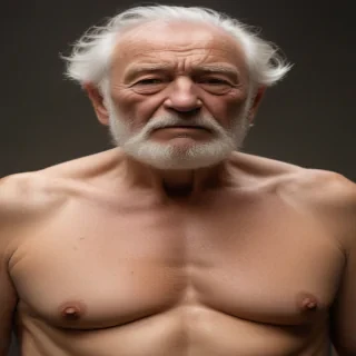 shirtless old men