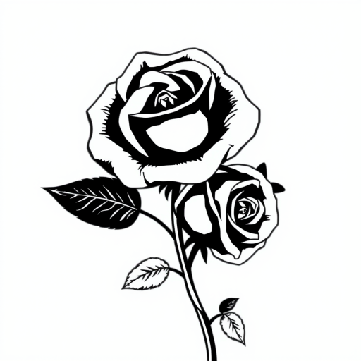 roses clipart black and white