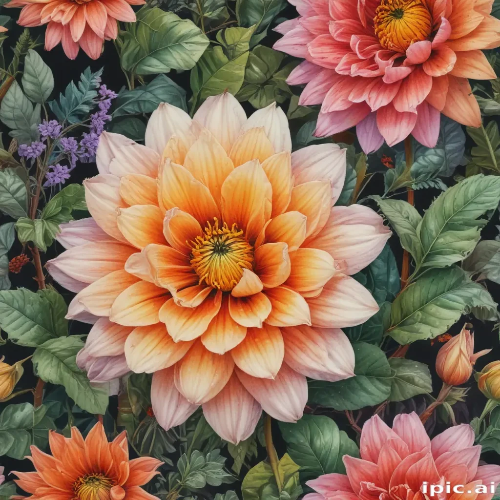 drawings of flowers with color