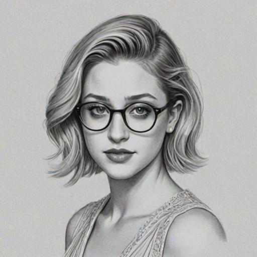 Comely Lili Reinhart, pencil sketch, portrait of Magnificent woman 1923s in glasses, hair style beatnik, outline, clear lines, fine lines, 8k