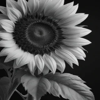 clip art sunflower black and white