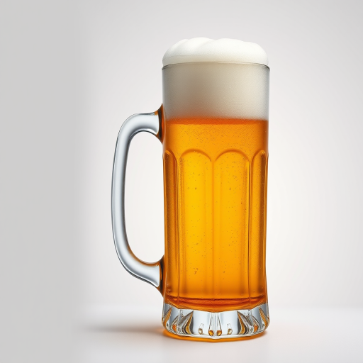 Create a high-resolution vector image of a frothy beer mug with a golden yellow liquid and white foam on top, using a Canon EOS R5 camera with a 50mm f/1.2 lens, aperture set to f/2.8, ISO 100, and a clean studio background for ideal lighting.
