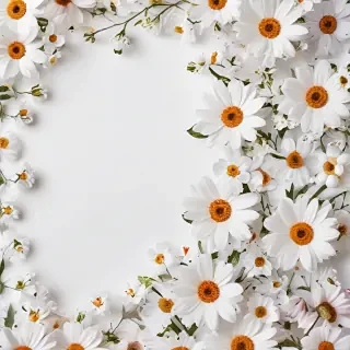 white background with flowers