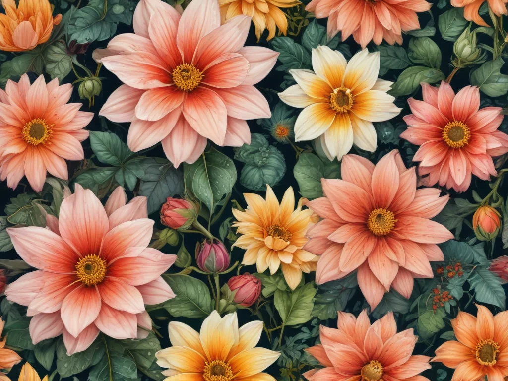 flower drawings with color